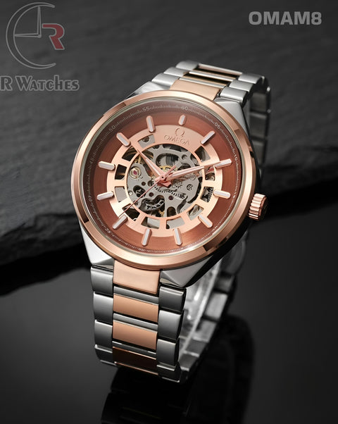 (SS)🖤⭐ Omega Automatic Rose Gold Brown (OMAM8)