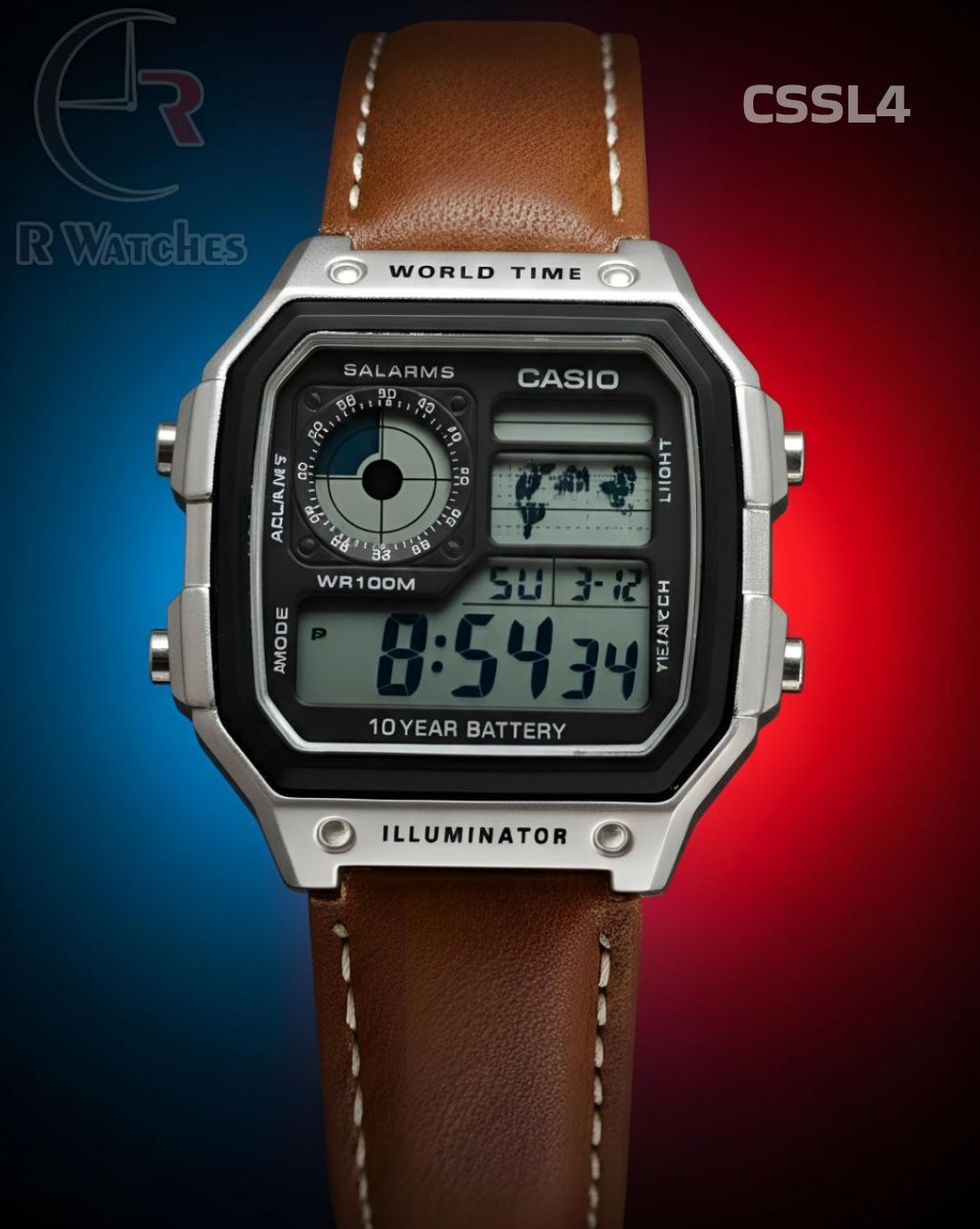 (OS2)🖤⬆️ World time leather silver black (CSSL4)