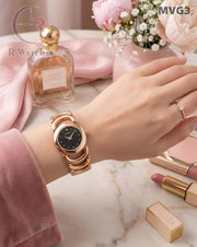 (SS)🖤⬆️🔁⭐ Movado girls rose gold black (MVG3)