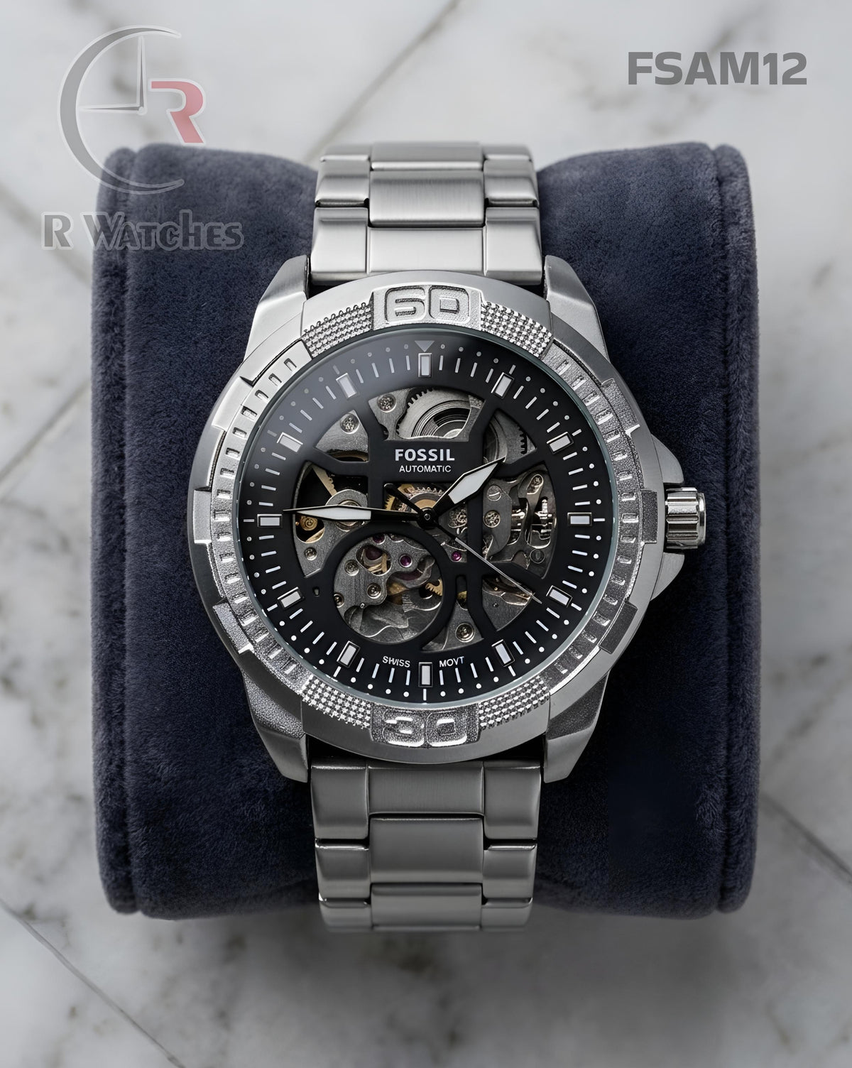 (OS)🖤⭐ Fossil automatic Silver Black (FSAM12)