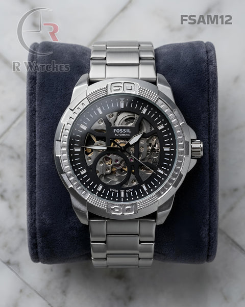 (OS)🖤⬆️⭐🔁 Fossil automatic Silver Black (FSAM12)