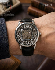 (OS)🖤⬆️🔁 Cartier automatic leather Silver Black (CTAL3)