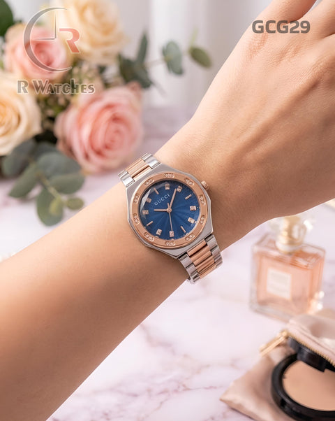 (OS)🖤⭐ Gucci girls rose gold blue (GCG29)