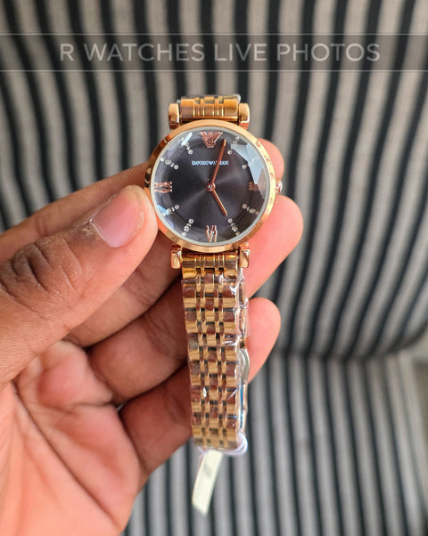 (OS)🖤⭐⬆️ Armani Girls Diamond Cutt Rose Gold Black (EAG36)