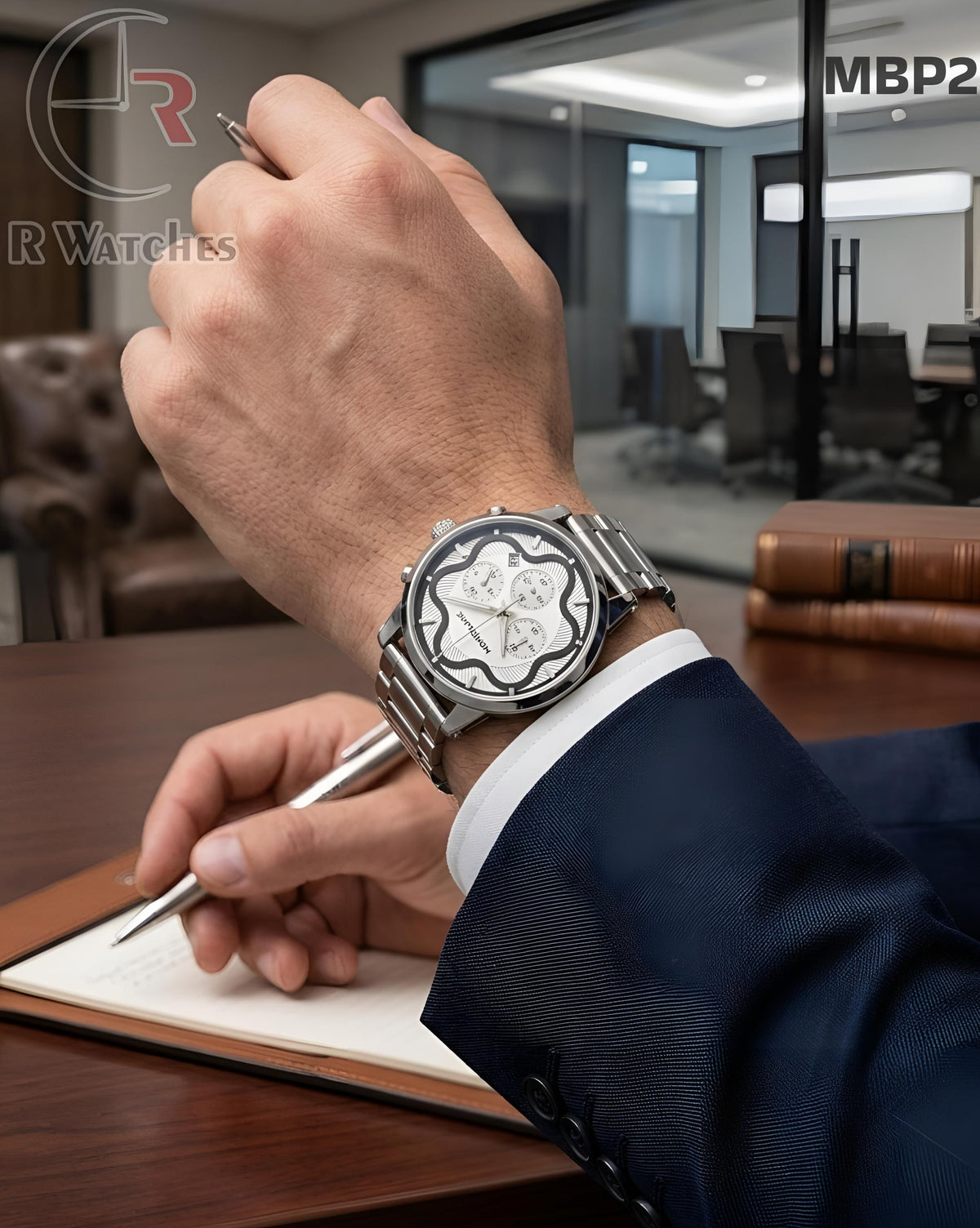 (OS)🖤⭐ Mont Blanc Silver White Dial (MBP2)