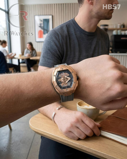 (SS)🖤⬆️ Hublot Spider Rose Gold Grey silicon (HBS7)