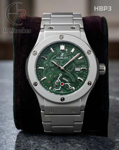 (OS)🖤⬆️⭐ Hublot Machinery Silver Green (HBP3)