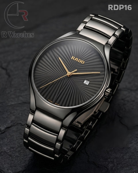 (SS)🖤⭐ Rado Black Metal Gold Dial (RDP16)