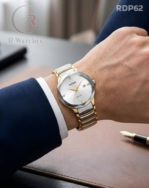 (OS)🖤 Rado Diamond Cutt Dual Tone White (RDP62)