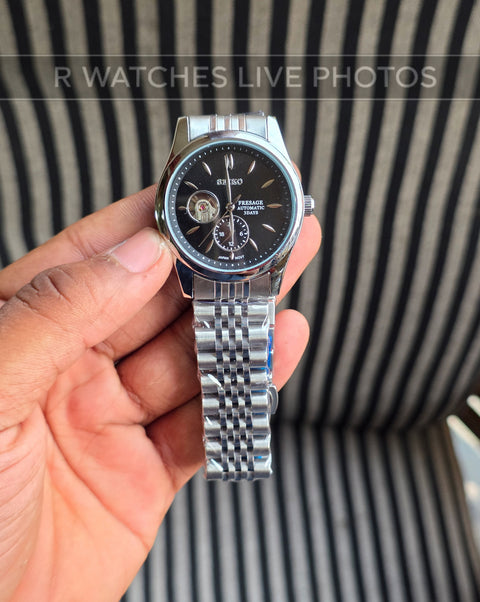 (OS2)📷⭐ Seiko Automatic Silver Black (SKAM5)