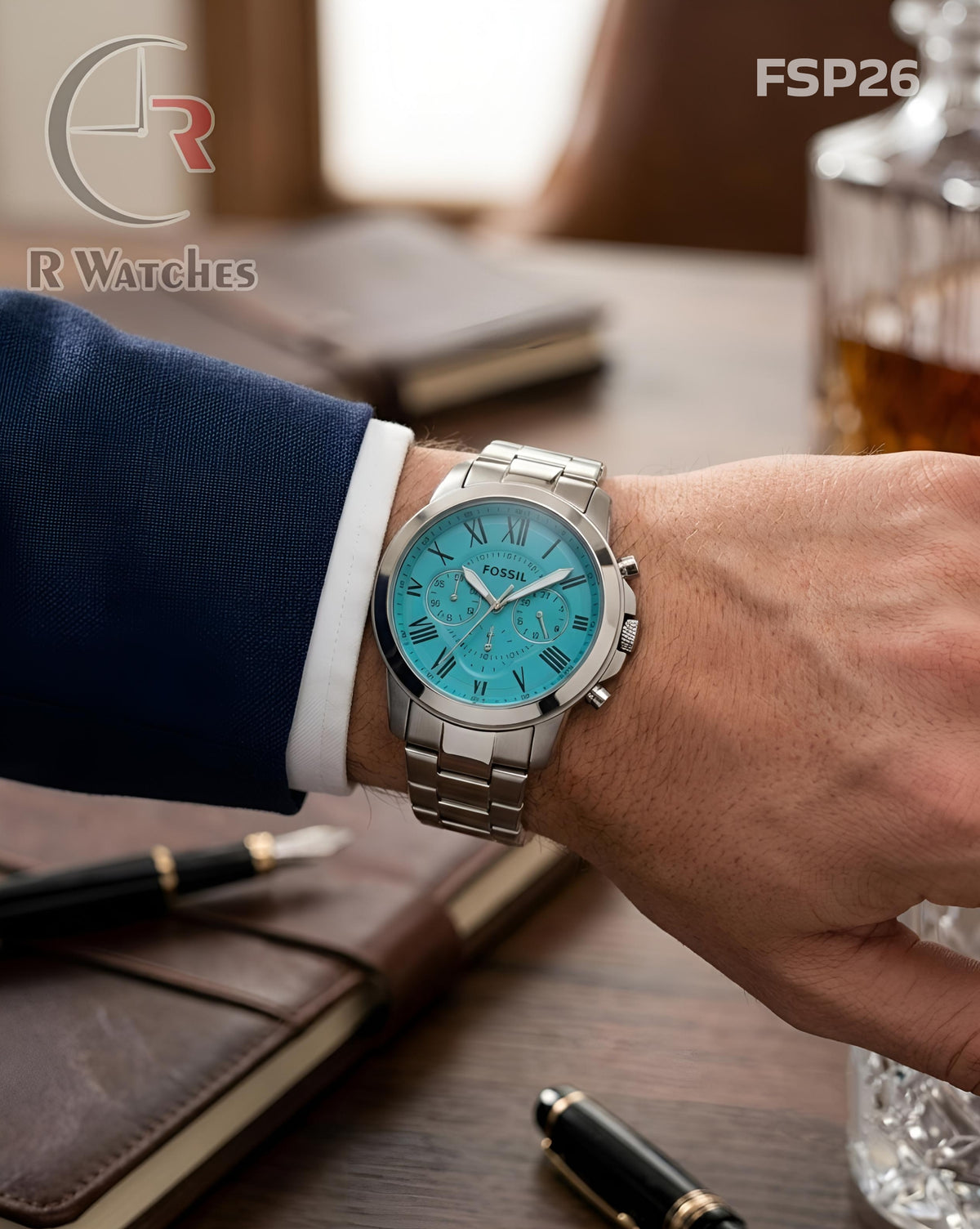 (OS)🖤⬆️⭐ Fossil Premium Silver blue dial (FSP26)