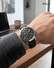 (OS2)🖤⬆️⭐ Fossil leather silver black dial (FSL3)