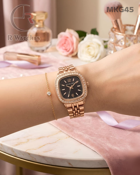 (SS)🖤 MK girls rose gold black dimond (MKG45)