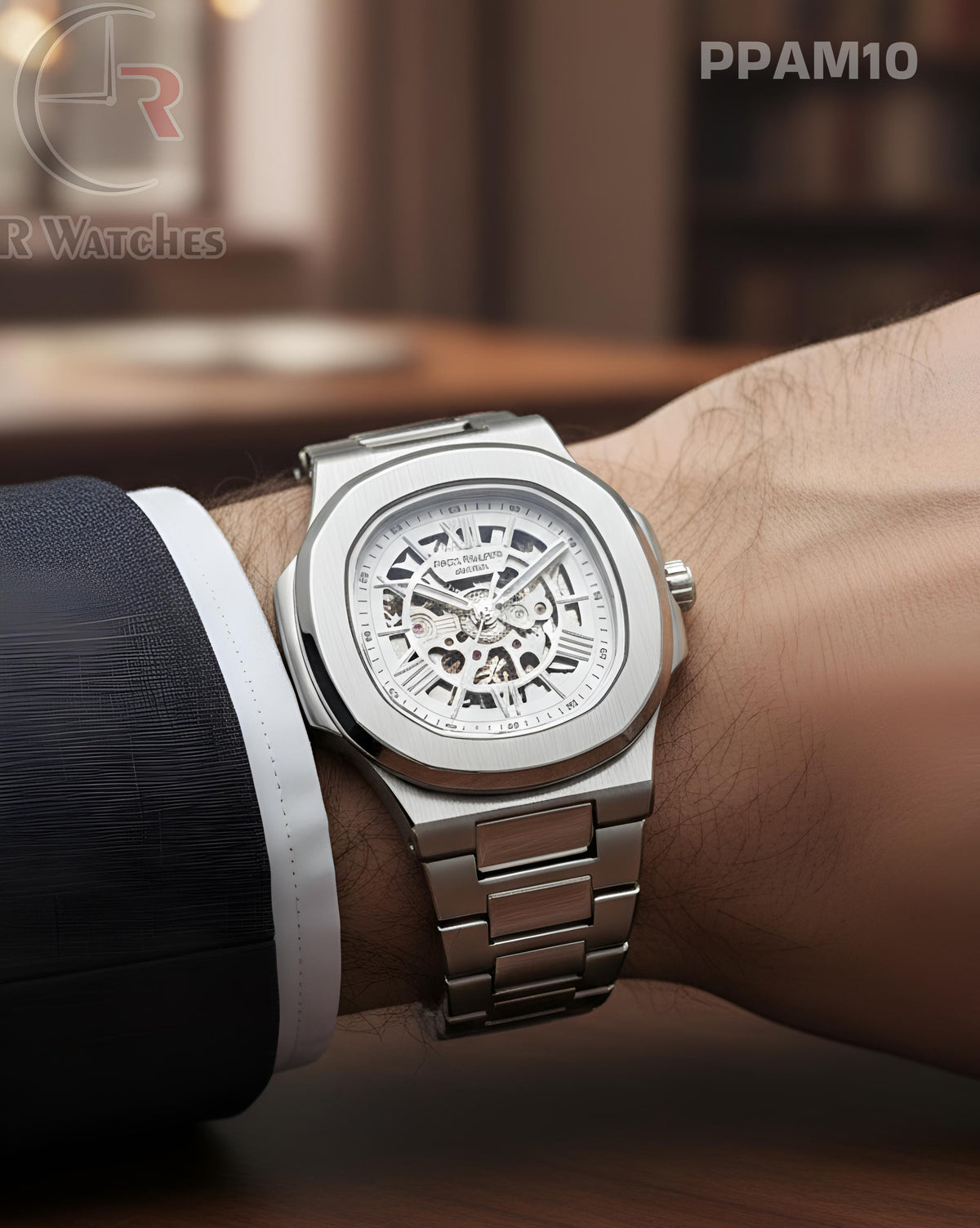 (OS)🖤⭐ Patek Philippe automatic silver white (PPAM10)