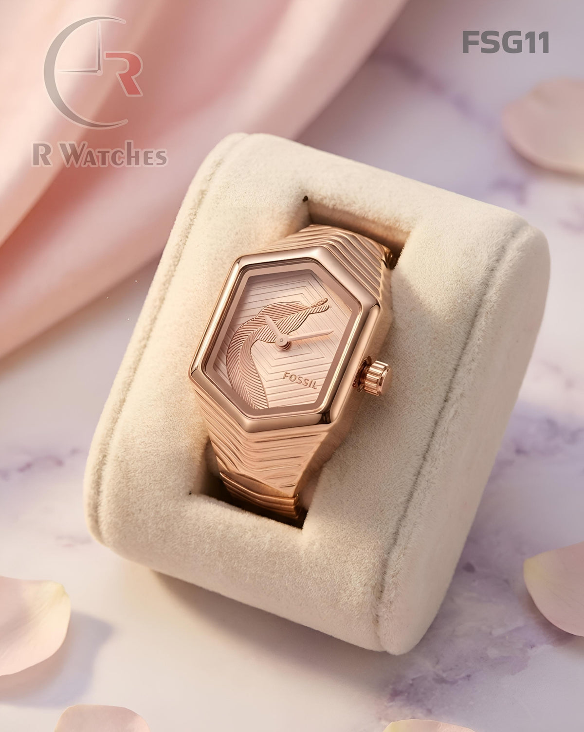 (SS)🖤⬆️ Fossil Girls Ring Full Rose Gold (FSG11)