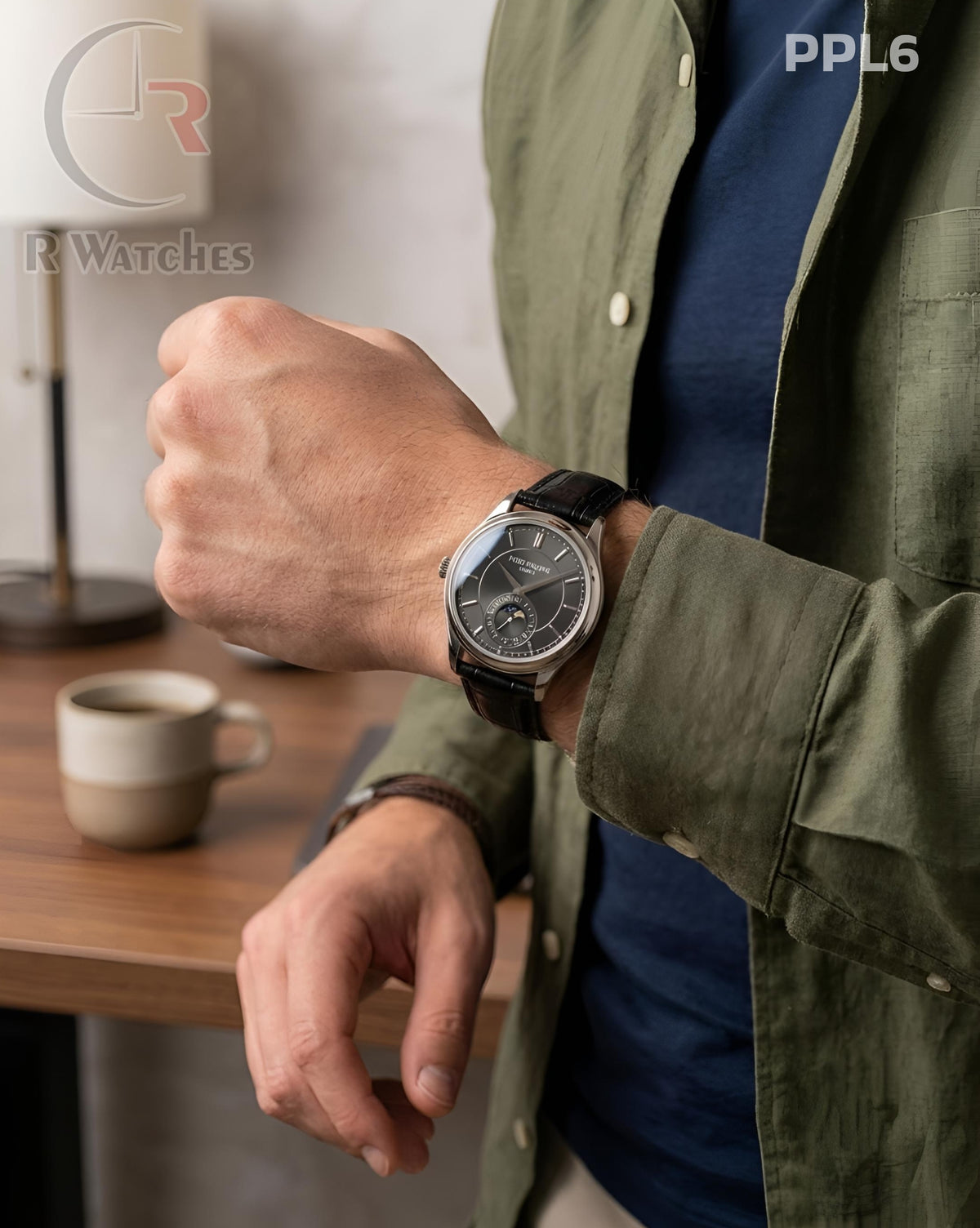 (OS)🖤 Patek Philippe Leather Silver Black (PPL6)