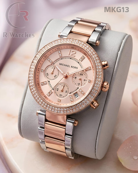 (OS)🖤⭐ MK Girls Rose Gold Pink Dial (MKG13)