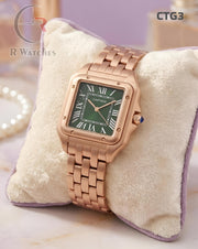(OS)🖤⭐ Cartier Girls Rose Gold Green (CTG3)
