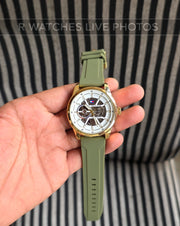 (SS)📷⭐ Tommy Hilfiger Automatic Silicon Gold White Dial (THAS5)