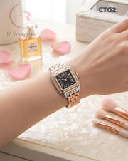 (OS)🖤⭐ Cartier Girls Dual Tone Black Roman (CTG2)