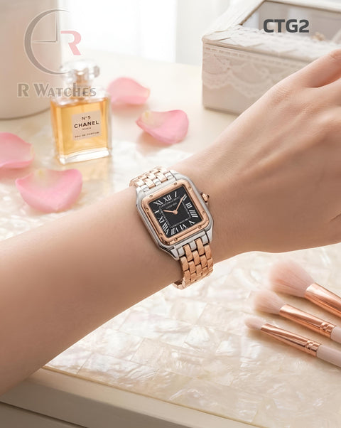 (OS)🖤⭐ Cartier Girls Dual Tone Black Roman (CTG2)
