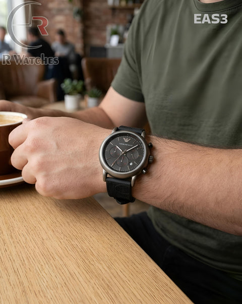 (OS)🖤⭐ Armani Silicon Black Red Dial (EAS3)