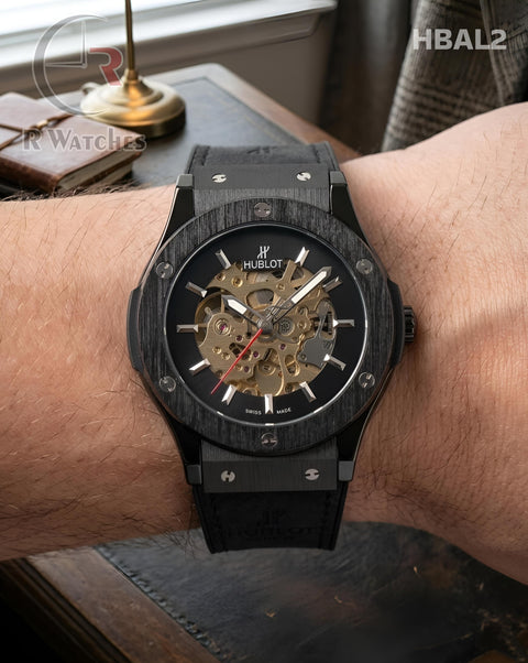 (OS2)🖤⬆️ Hublot Automatic Leather Full Black (HBAL2)