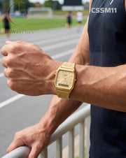 (OS)🖤⬆️🔁⭐ Casio white dial metal gold (CSSM11)