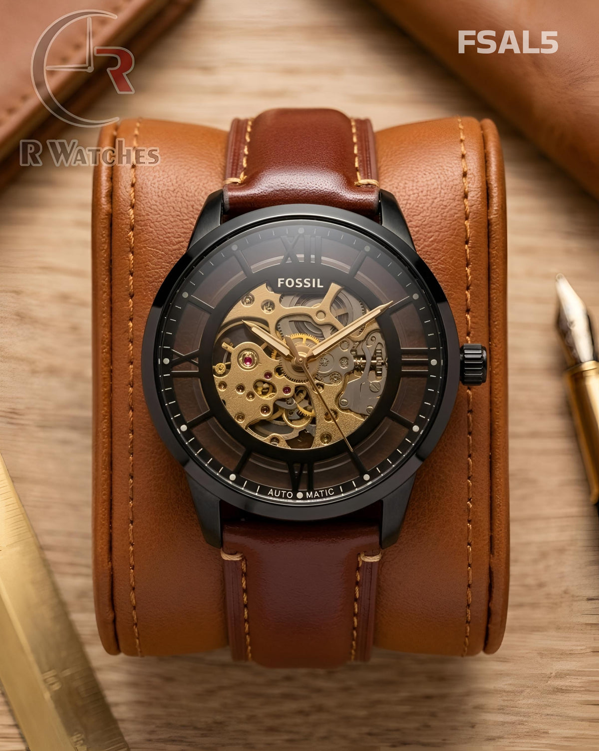 (OS3)🖤⬆️⭐🔁 Fossil automatic leather brown (FSAL5)