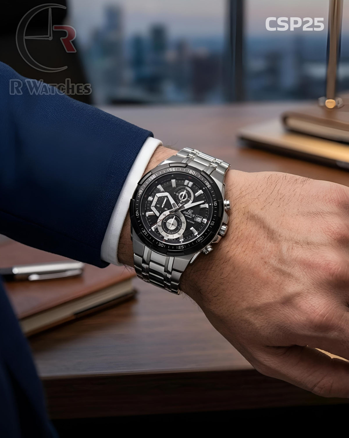 (SS)🖤⭐ Casio Edifice heavy Silver Black (CSP25)