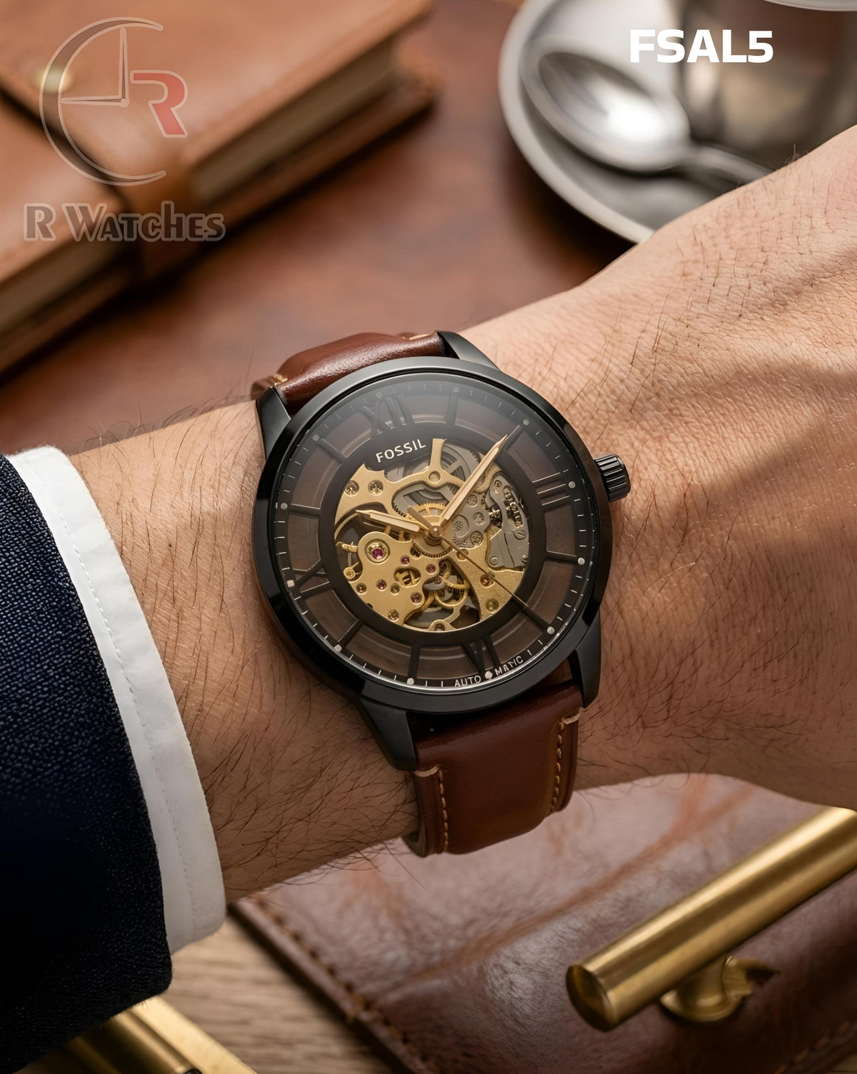 (OS3)🖤⬆️⭐🔁 Fossil automatic leather brown (FSAL5)