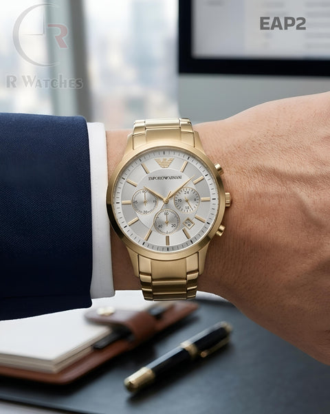 (OS2)🖤⭐ Armani Gold White Dial (EAP2)