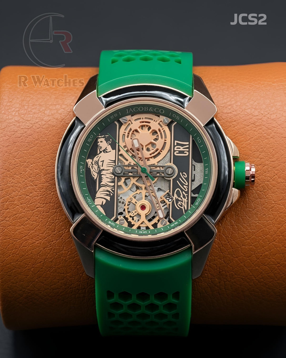 (OS)🖤⬆️ Jacob CR 7 Silicon Green Rose Gold (JCS2)