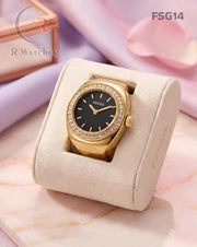 (OS)🖤⬆️ Fossil Girls Ring Diamond Gold Black (FSG14)