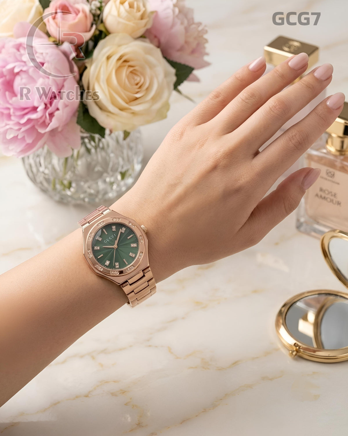 (OS)🖤⭐ Gucci girls rose gold green (GCG7)