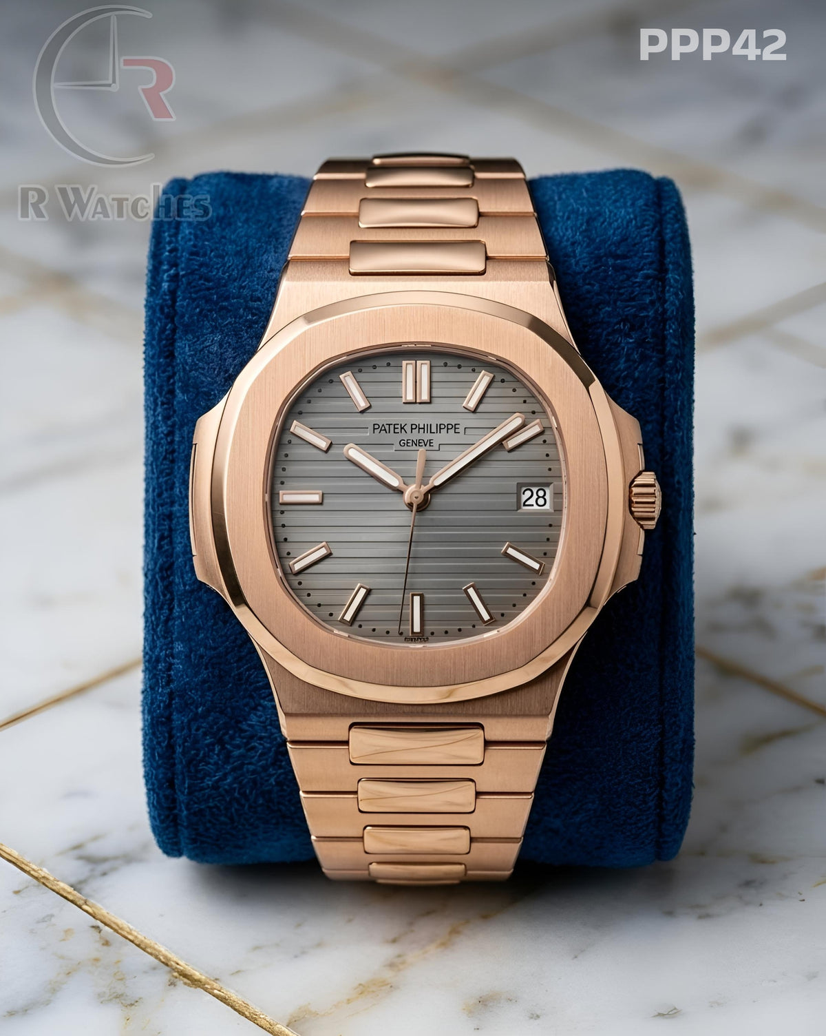 (OS)🖤⭐ Patek Philippe Heavy Rose Gold Grey Dial (PPP42)