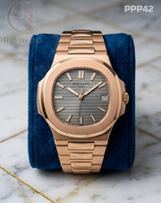 (OS)🖤⭐ Patek Philippe Heavy Rose Gold Grey Dial (PPP42)