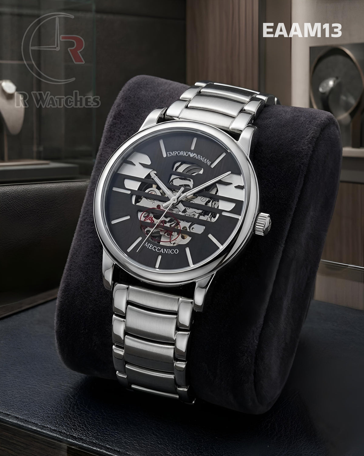 (SS)🖤⬆️⭐ Armani Automatic Black Silver (EAAM13)