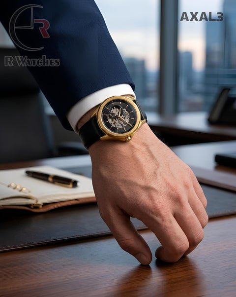 (SS)🖤 AX Automatic Leather Black Gold Grey (AXAL3)