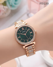 (OS)🖤⭐ Fossil Girls Rose Gold Green Dial (FSG39)