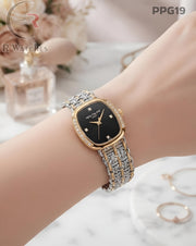(SS)🖤⬆️⭐ Patek Philippe Girls Diamond Dual Tone Black (PPG19)
