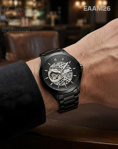 (SS)🖤 Armani Automatic Black Grey Dial (EAAM26)