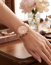 (OS2)🖤⭐ MK Girls Rose Gold Pink Dial (MKG17)