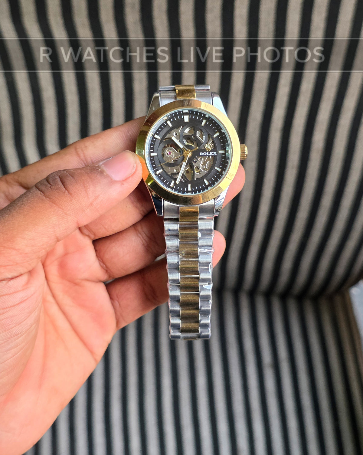 (OS)📷⭐ Rolex Automatic Dual Tone Black ( RXAM18)
