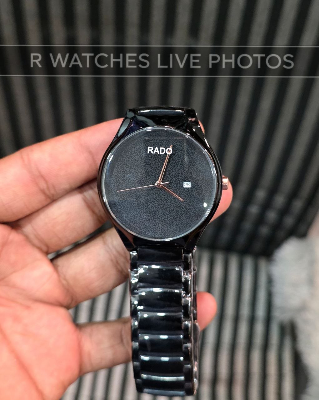 (OS2)📷⭐ Rado Black Metal Rose Gold Dial (RDP17)