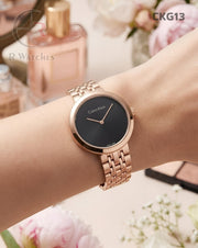 (OS)🖤⭐ CK Girls Rose Gold Black Dial (CKG13)