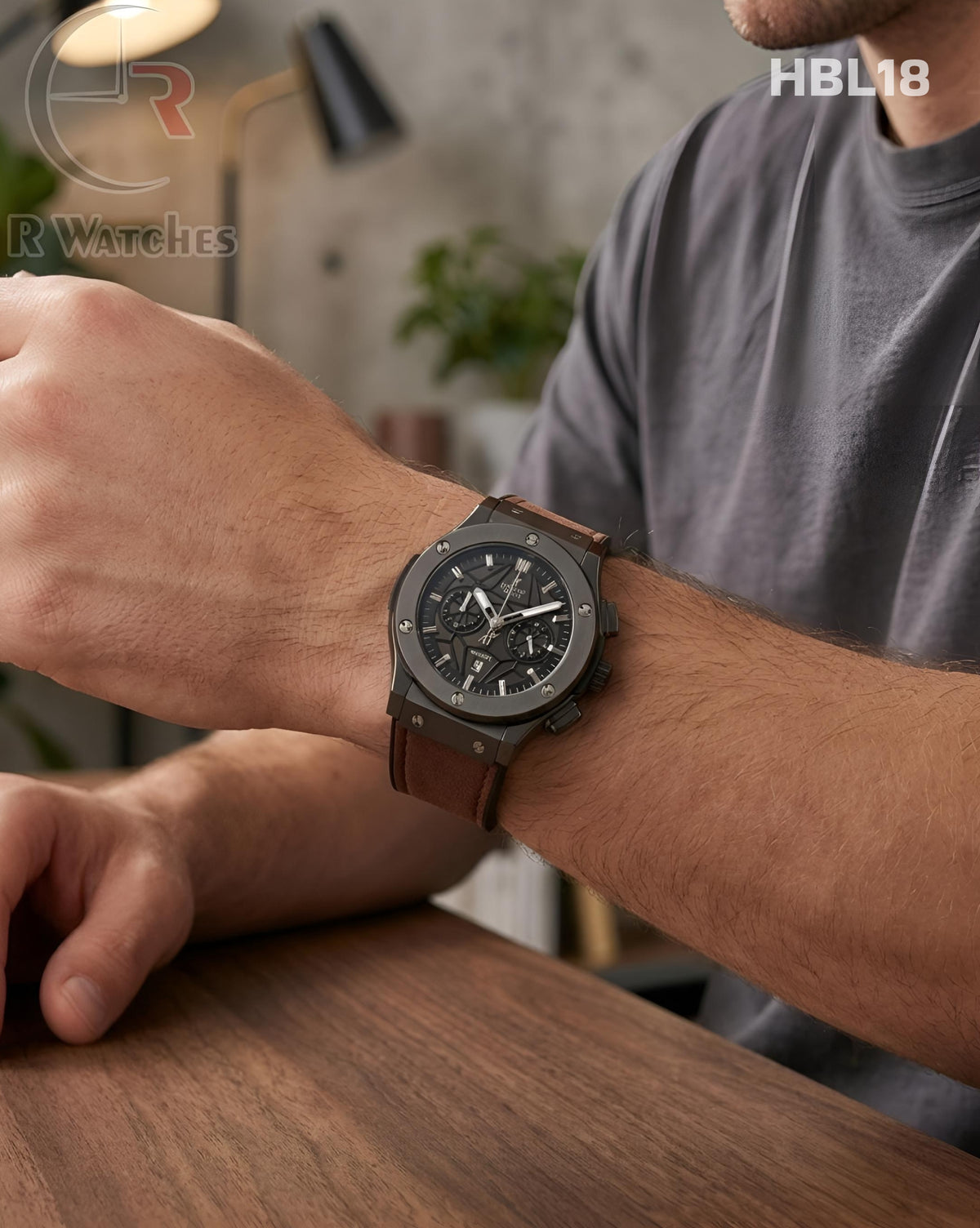 (OS)🖤 Hublot Machinery Leather Black Brown (HBL18)