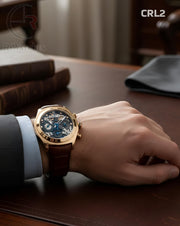 (OS)🖤⭐ Corum Machinery Leather Brown Rose Gold Black (CRL2)
