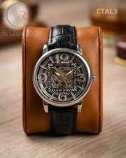 (OS)🖤⬆️🔁 Cartier automatic leather Silver Black (CTAL3)