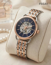 (SS)🖤⬆️⭐ Fossil Girls Automatic Rose Gold Black (FSGA1)